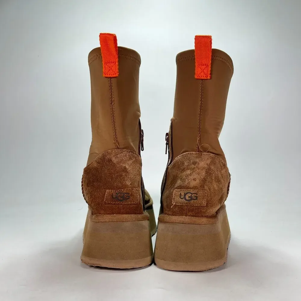 UGG Classic Dipper Chestnut Neoprene Side Zip Platform Ankle Boots Womens Size 9
